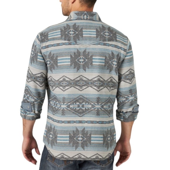 WRANGLER MEN'S RETRO PREMIUM DARK SHADOW JACQUARD FLANNEL - Picture 3 of 15